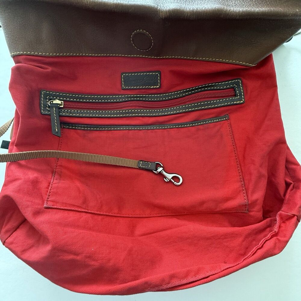 Dooney and Bourke Leather O-Ring Sac Brown Pebbled Large Satchel Shoulder Bag - Picture 12 of 16